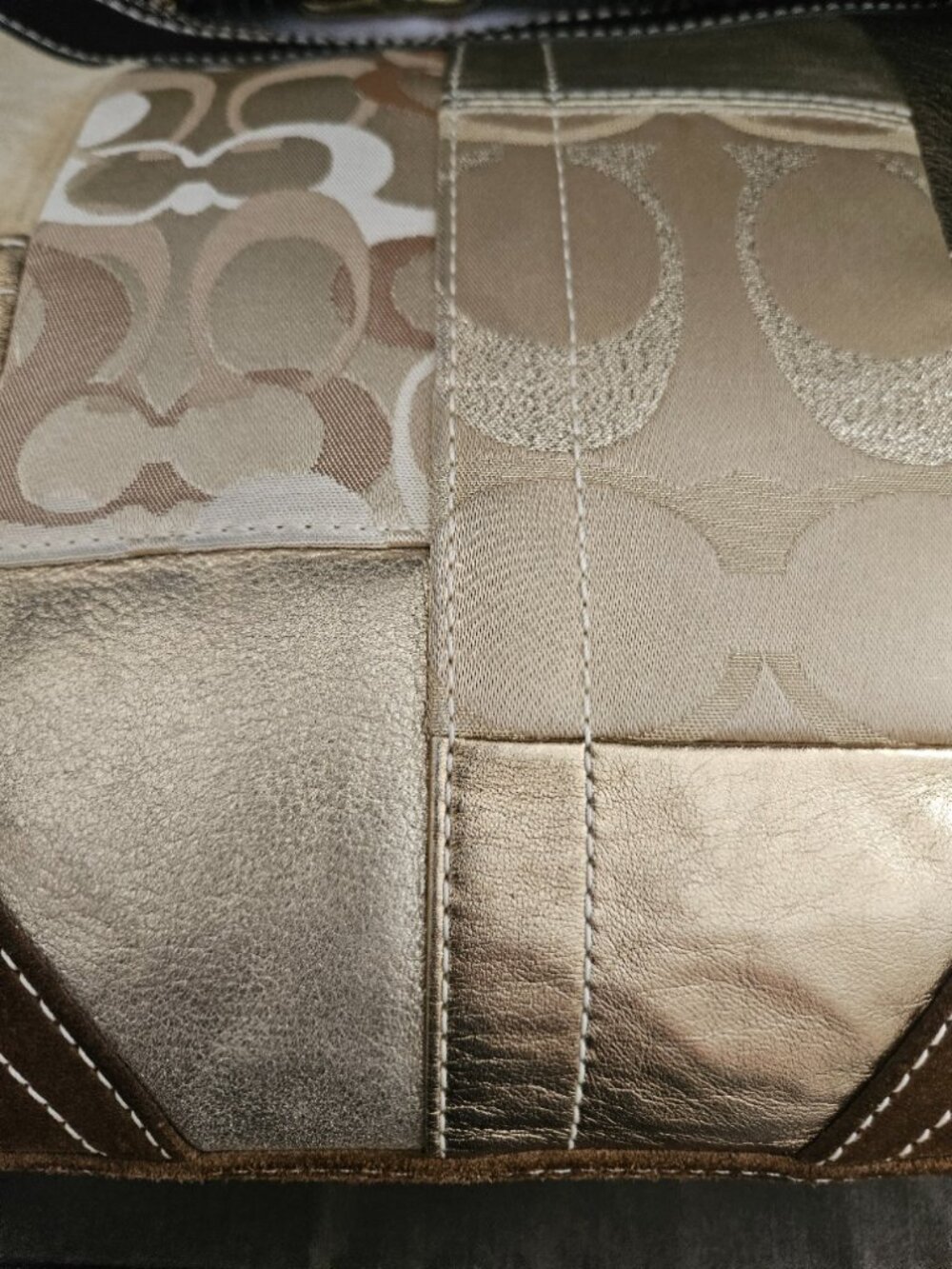 Coach Hobo Crossbody Patch Work Brown & Gold bag No. G0771-10387 -EUC (VINTAGE) - Picture 7 of 15